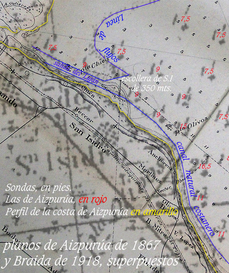 planos de 1867 y 1918 superpuestos